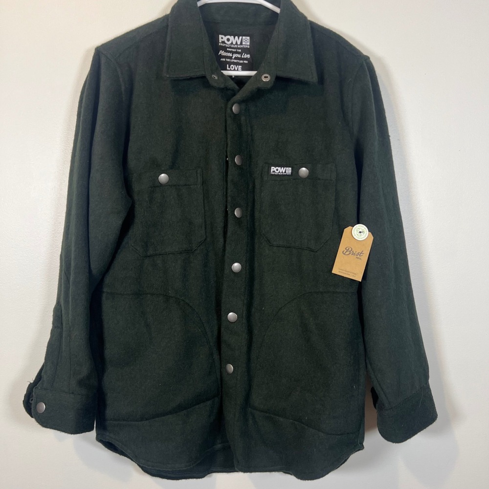 Brist MFG Mens POW Flannel Shacket Jacket Green Recycled Sustainable Small